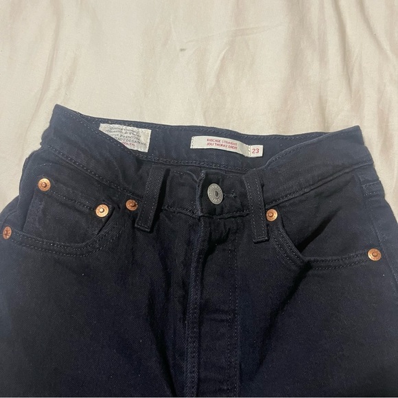 Levi's Premium Ribcage Straight Black Jeans W23L27 - Picture 12 of 12